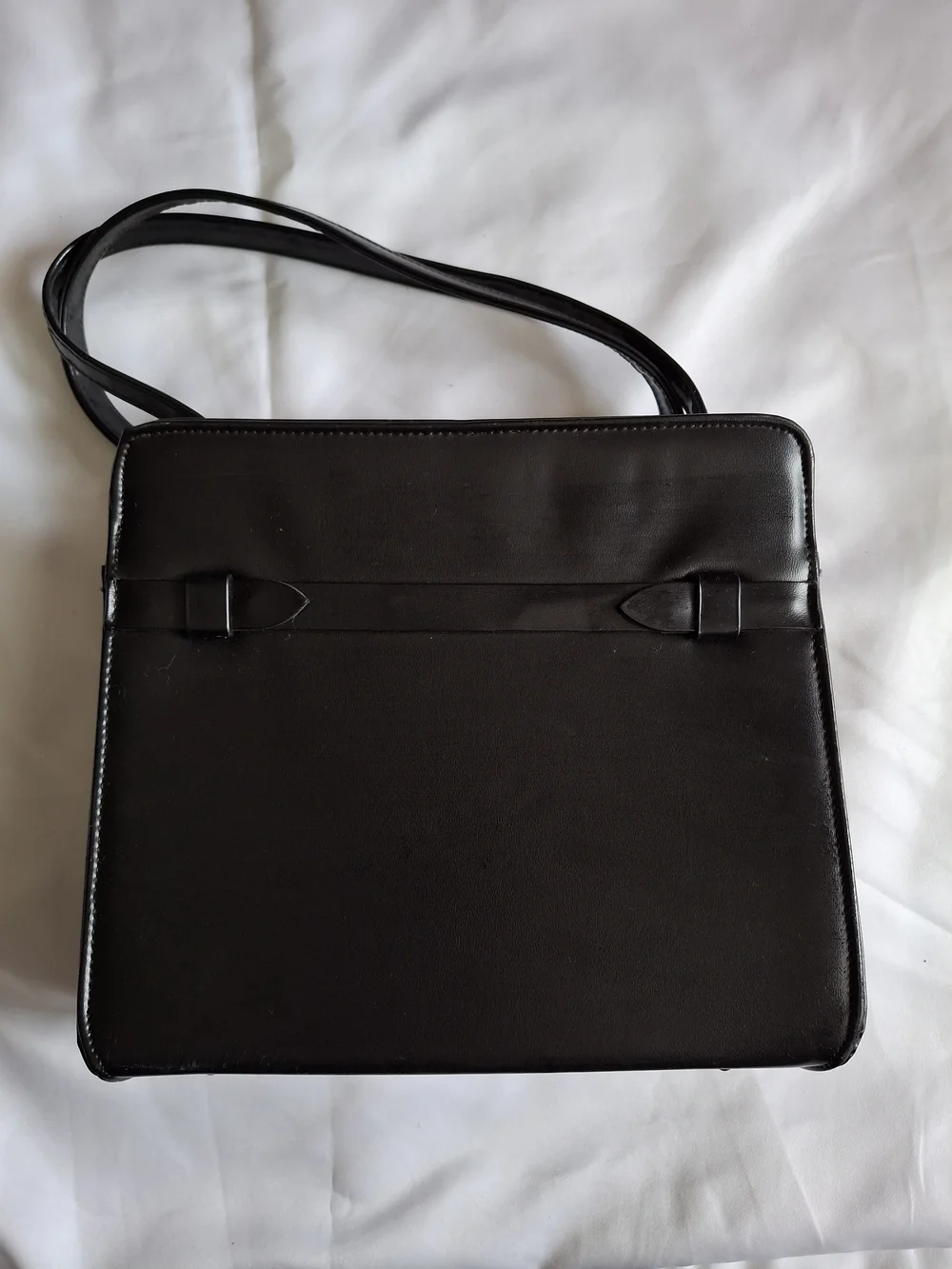 Vintage Garay Black Structured Handbag Accordion Gold Tone Retro Purse